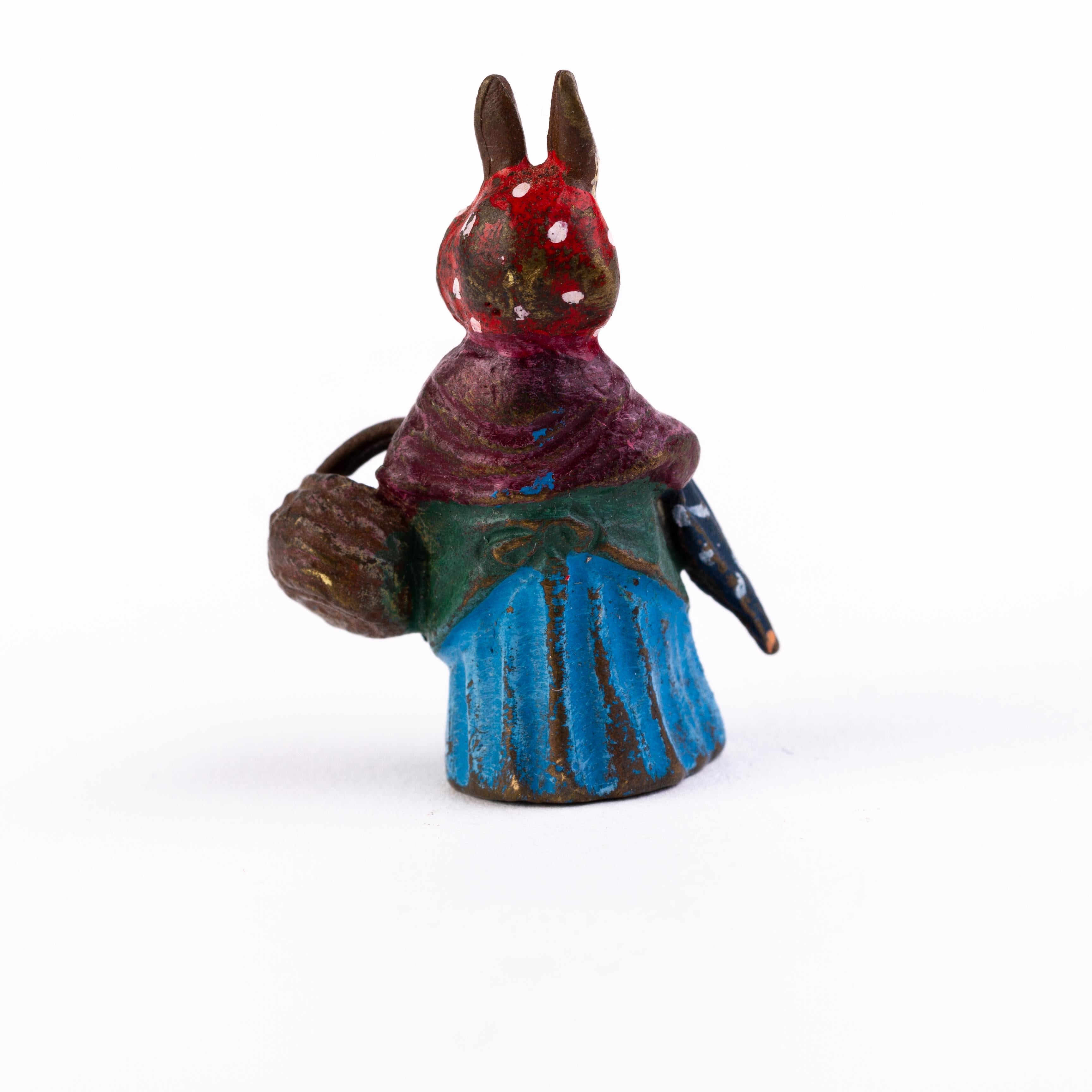Cold-Painted Bergman Style Austrian Cold Painted Bronze Sculpture Rabbit For Sale