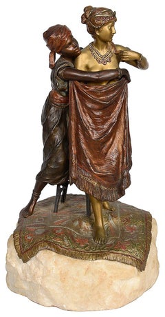 Bergman Vienna cold painted bronze of a nude 'Lady + attendant'