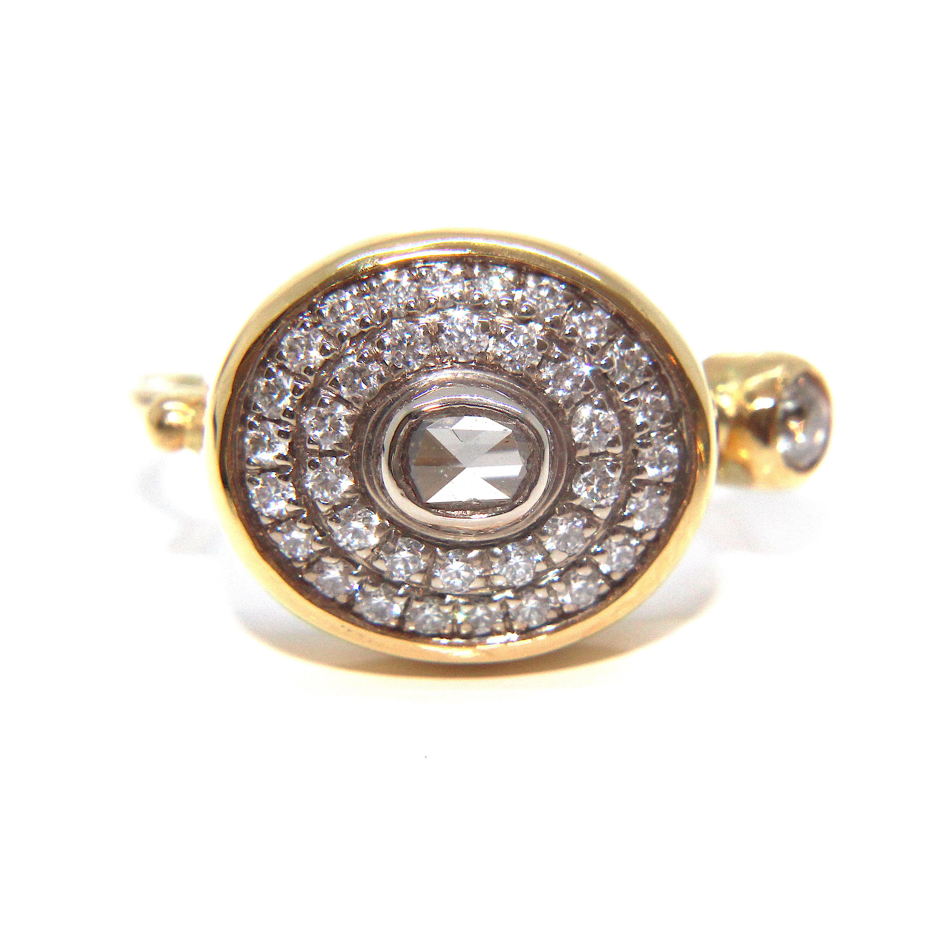 Contemporary Bergsoe Oval Diamond 22 Karat Gold Ring For Sale