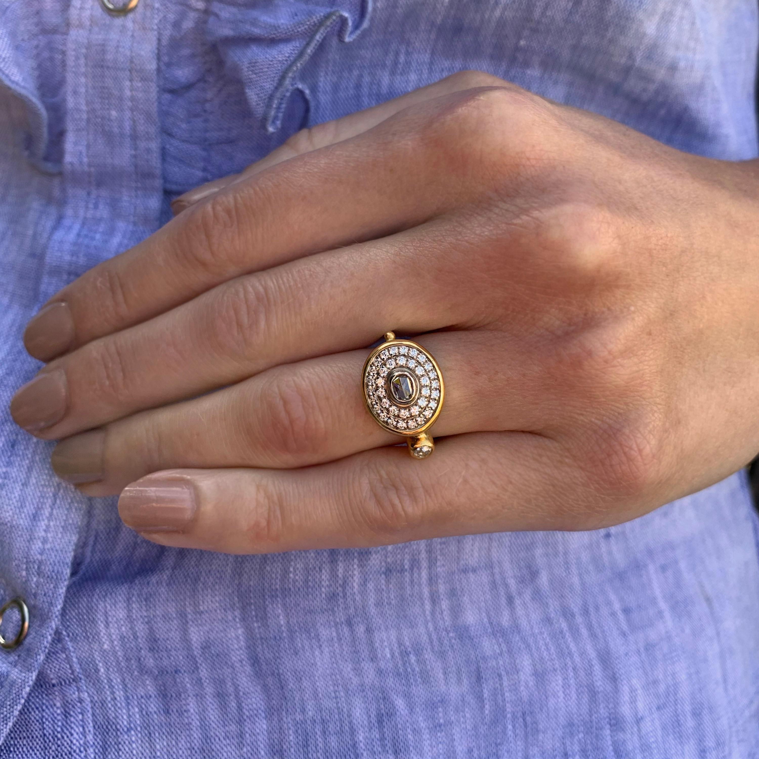 Bergsoe Oval Diamond 22 Karat Gold Ring For Sale 1