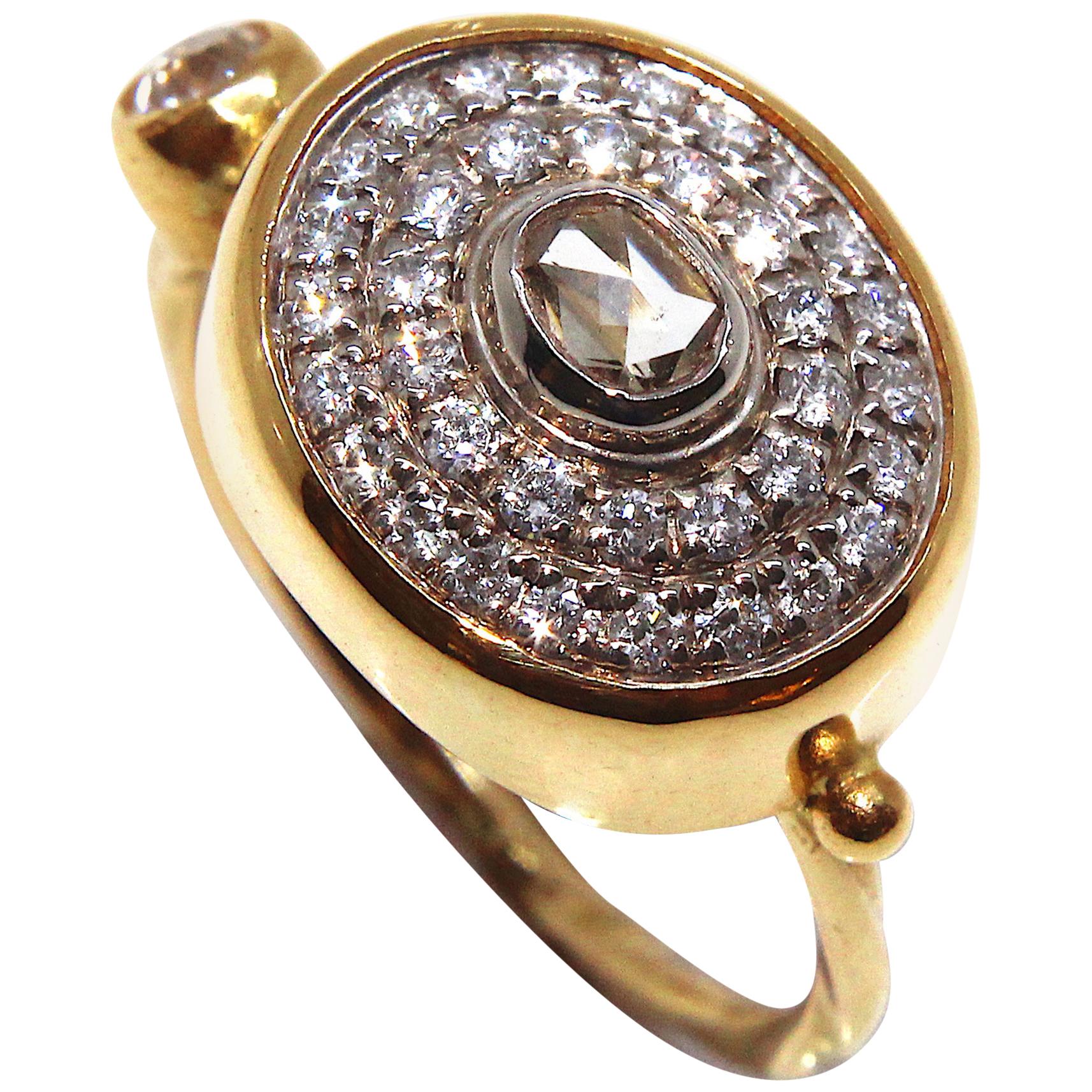 Bergsoe Oval Diamond 22 Karat Gold Ring For Sale