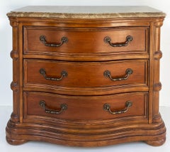 Bernhardt Walnut Marble Top Chests of Drawers Night Stands with Brass Hardware