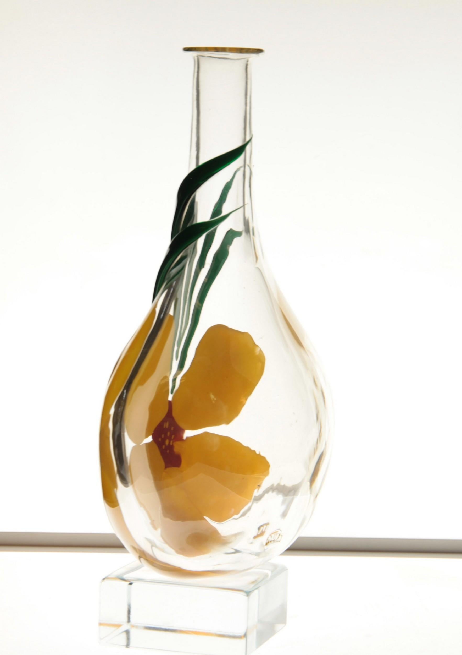 Art Glass Berit Johansson for Pauly Murano Flask Monet's Giverny Nasturtium Beloved Flower