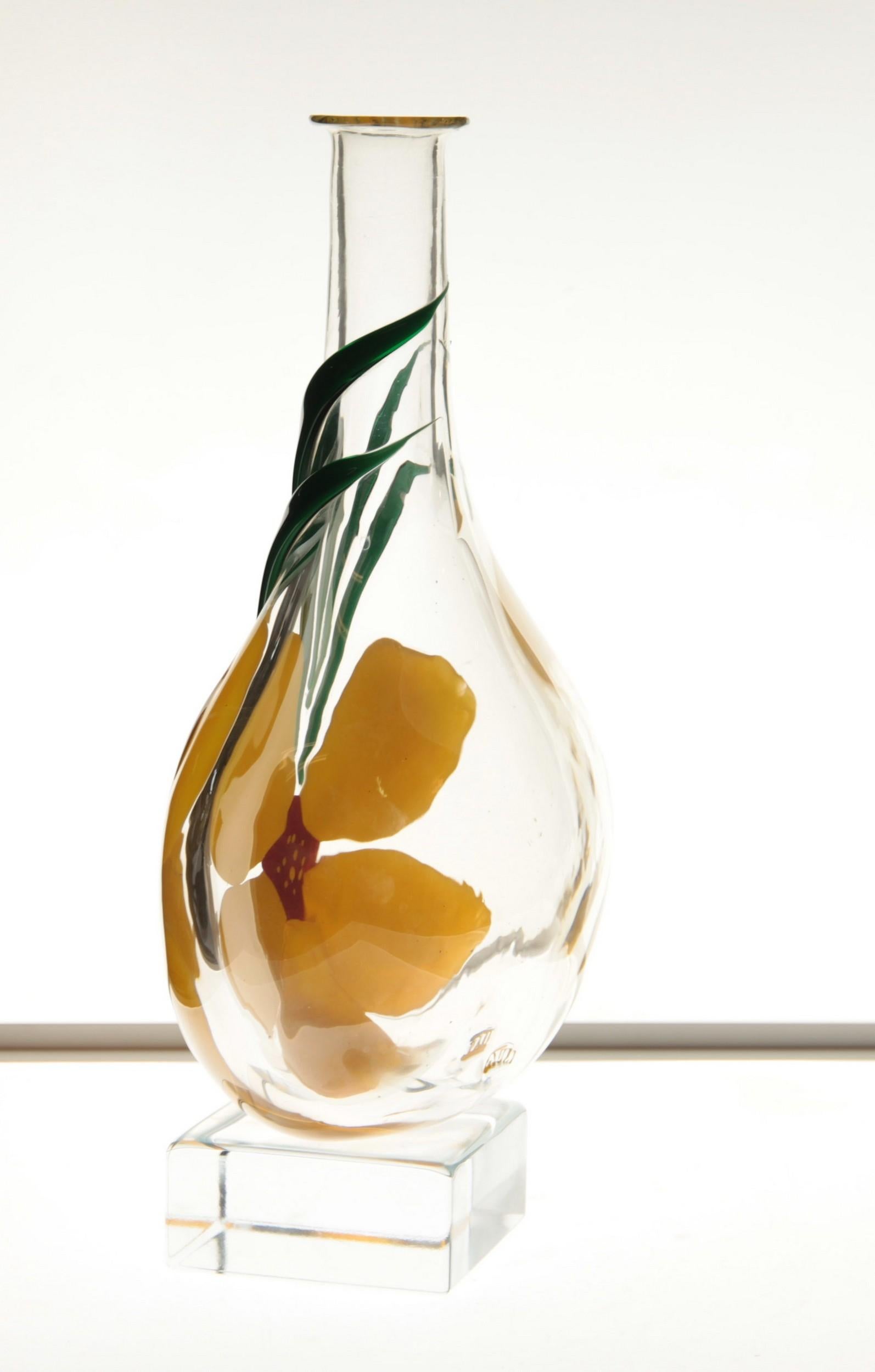 Berit Johansson for Pauly Murano Flask Monet's Giverny Nasturtium Beloved Flower 2