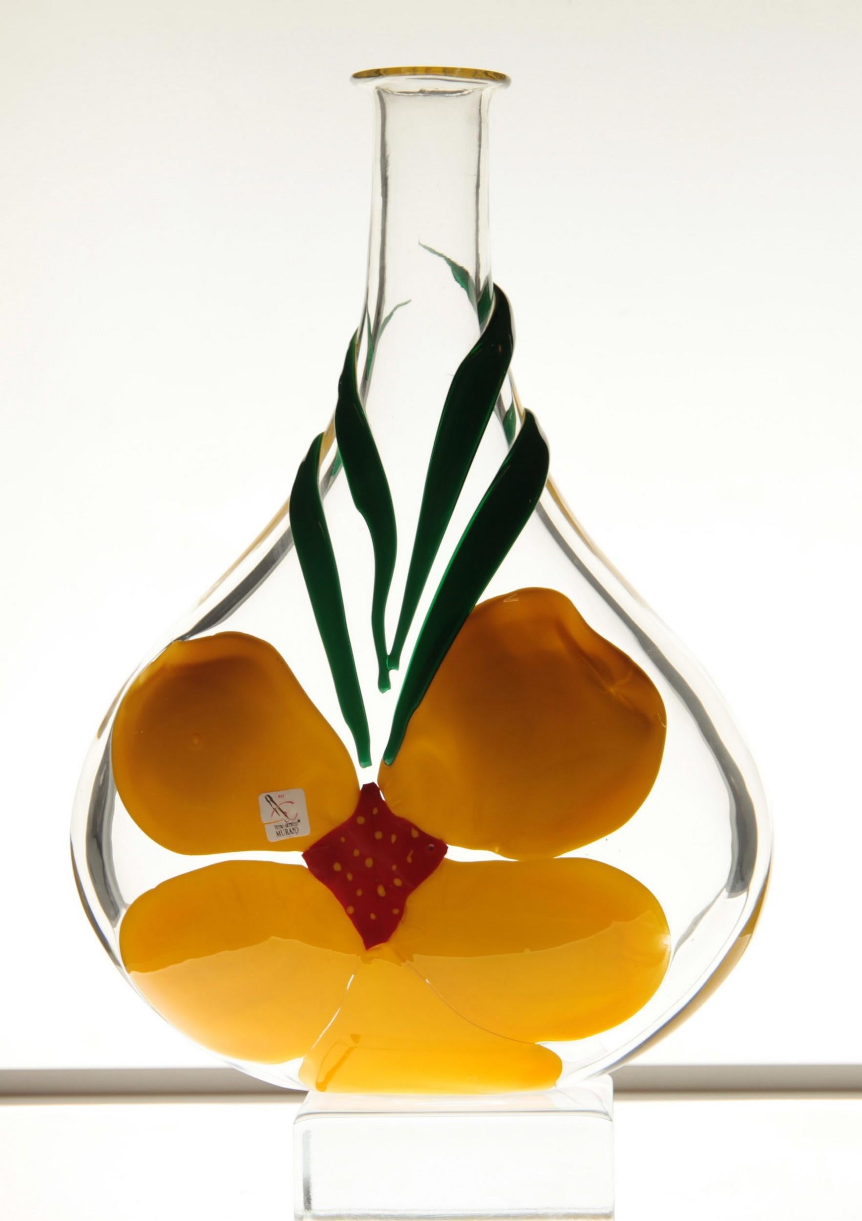 Berit Johansson for Pauly Murano Flask Monet's Giverny Nasturtium Beloved Flower 5