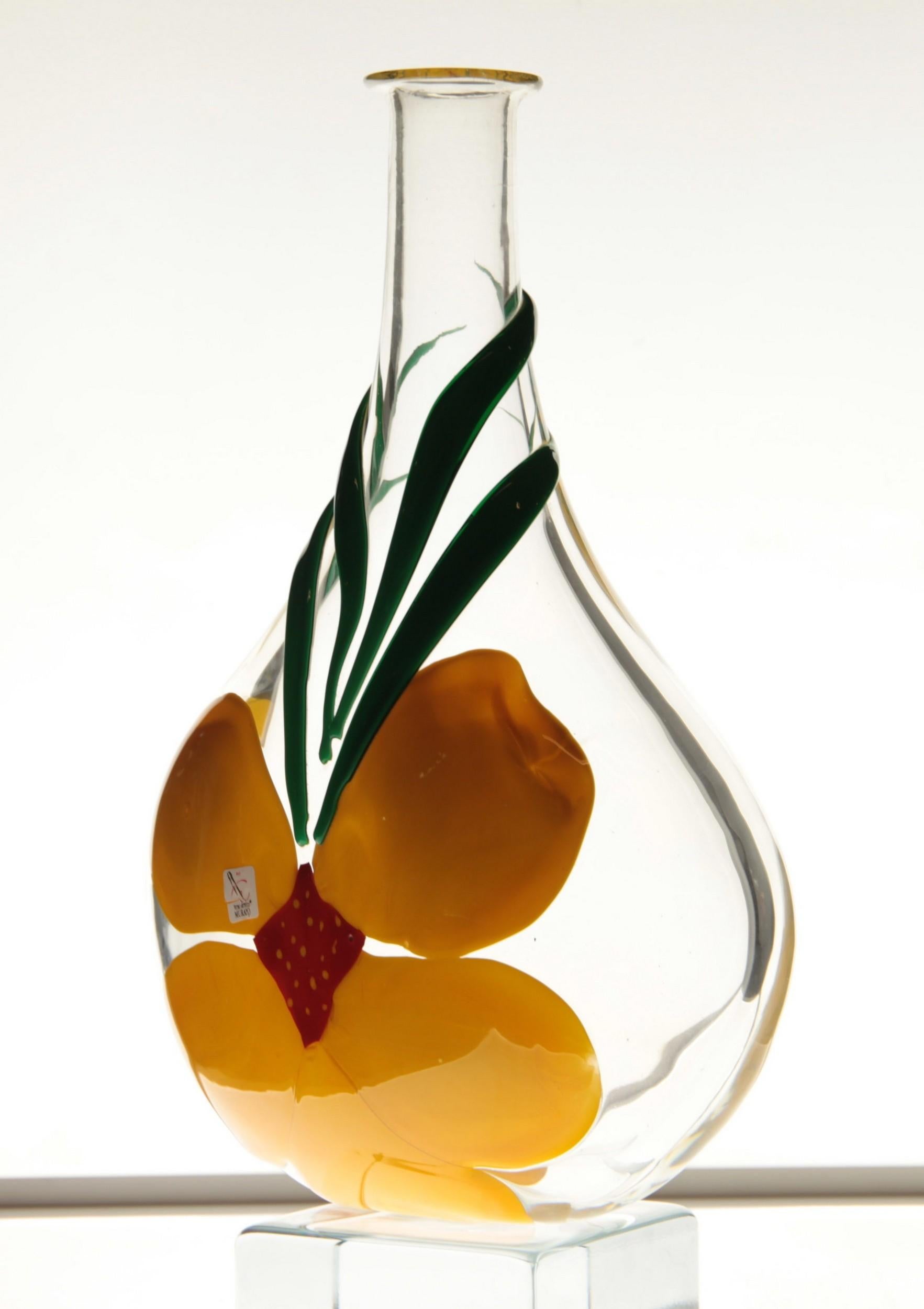 Berit Johansson for Pauly Murano Flask Monet's Giverny Nasturtium Beloved Flower 6