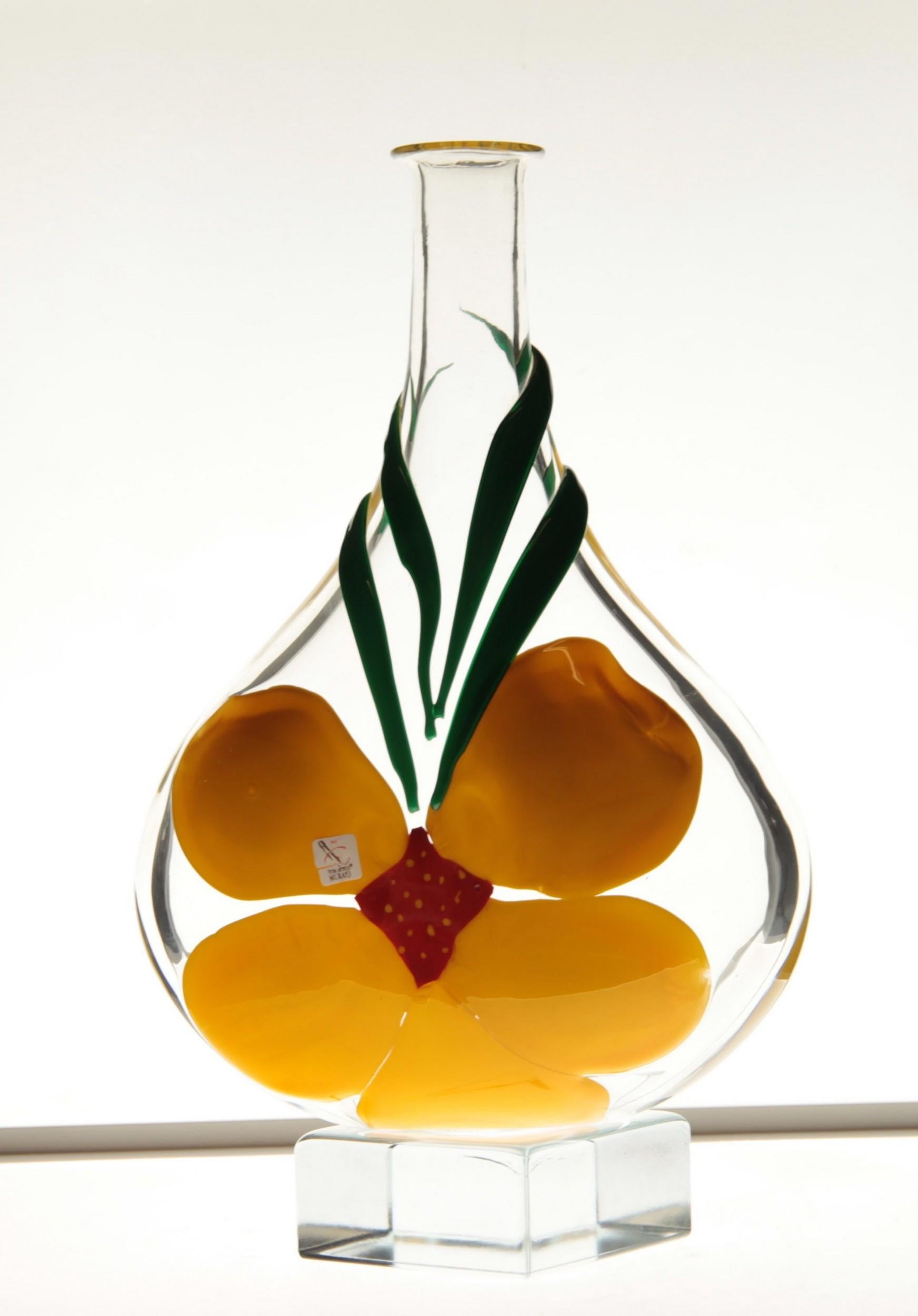 Berit Johansson for Pauly Murano Flask Monet's Giverny Nasturtium Beloved Flower 7