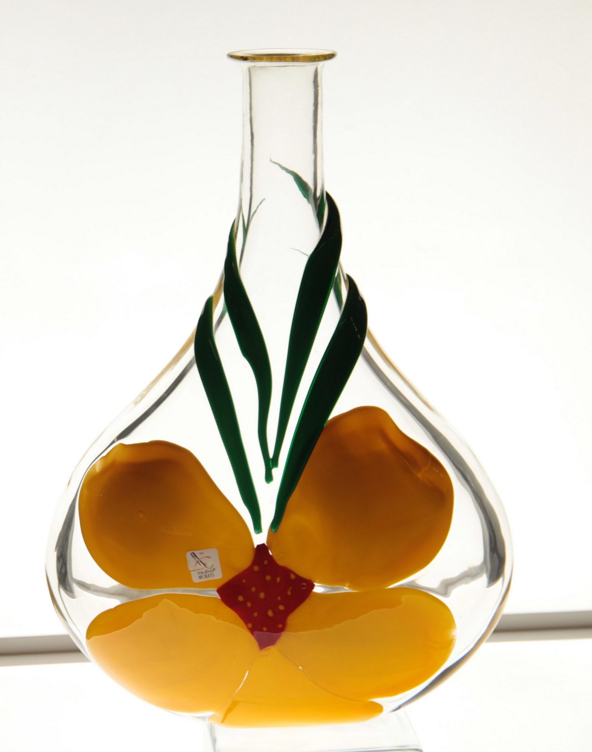 Berit Johansson for Pauly Murano Flask Monet's Giverny Nasturtium Beloved Flower 8