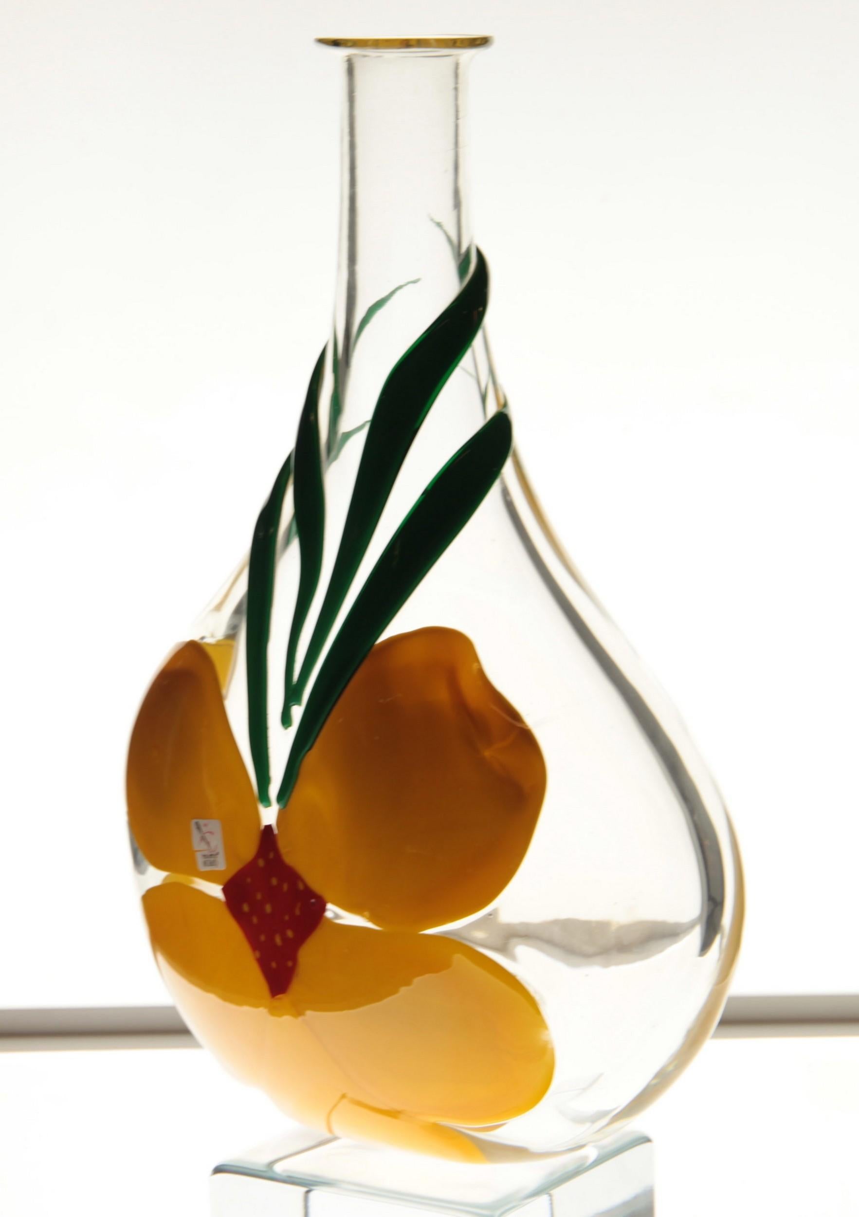Berit Johansson for Pauly Murano Flask Monet's Giverny Nasturtium Beloved Flower 9
