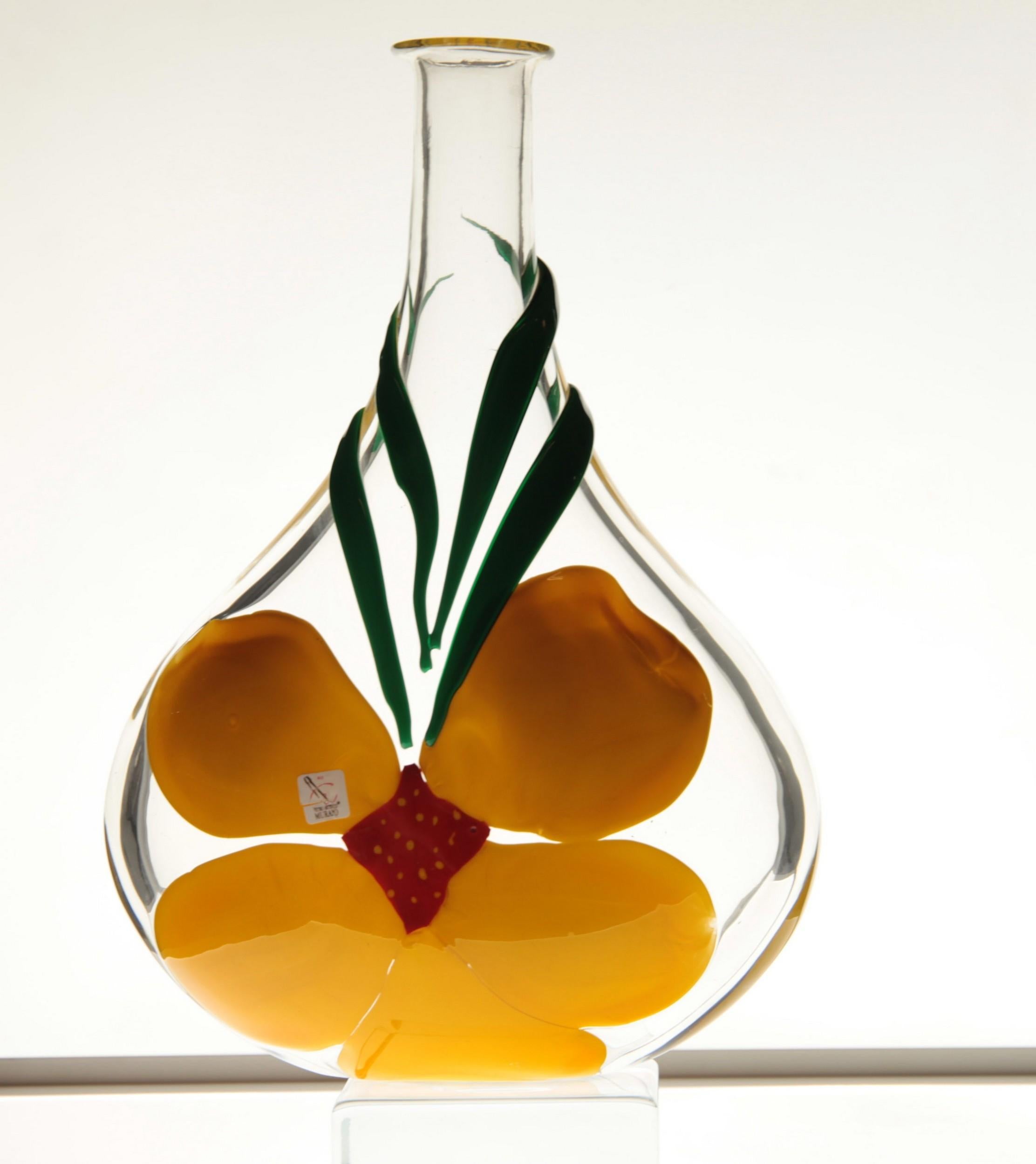 Berit Johansson for Pauly Murano Flask Monet's Giverny Nasturtium Beloved Flower 10