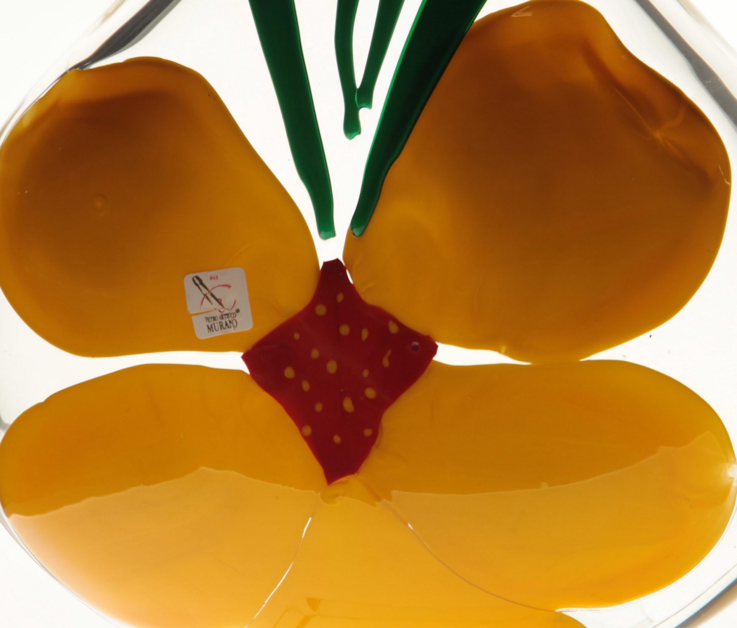 Late 20th Century Berit Johansson for Pauly Murano Flask Monet's Giverny Nasturtium Beloved Flower