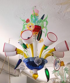 Berit Johansson for Pauly, Murano Glass Colorful Chandelier, Renato Anatraà