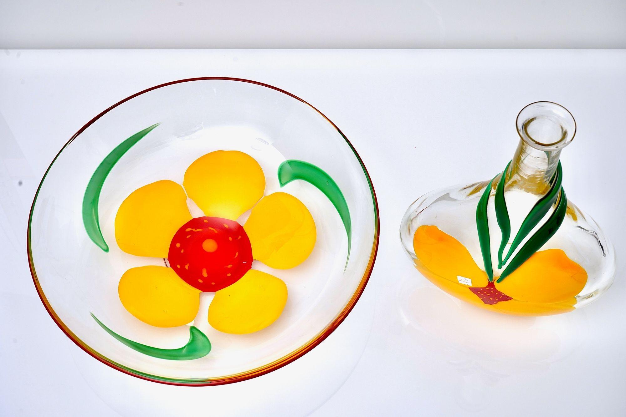 Berit Johansson para Pauly Jarrón y cuenco de Murano Diseño de capuchina Moderno de mediados de siglo en venta