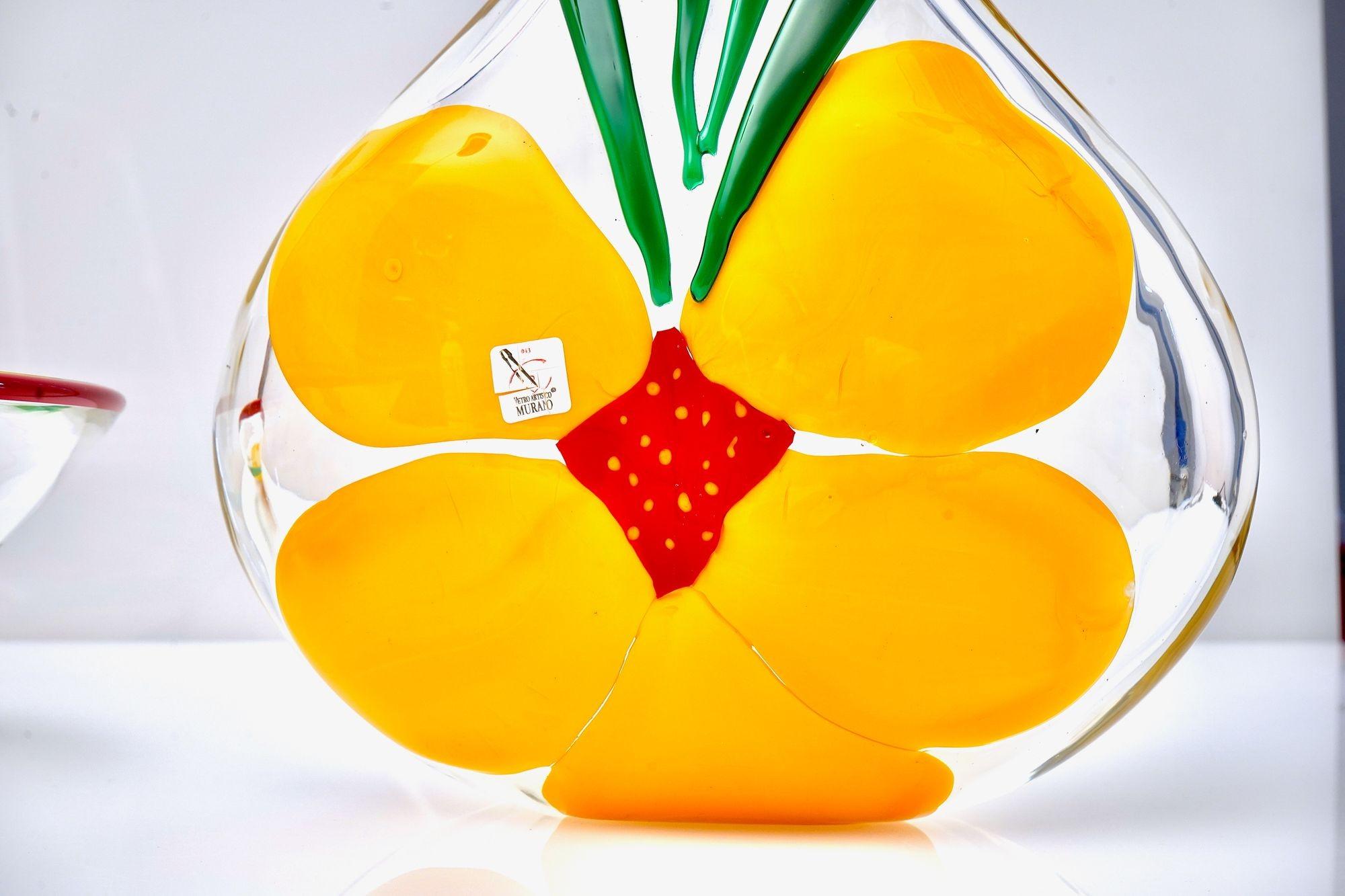 Berit Johansson para Pauly Jarrón y cuenco de Murano Diseño de capuchina finales del siglo XX en venta