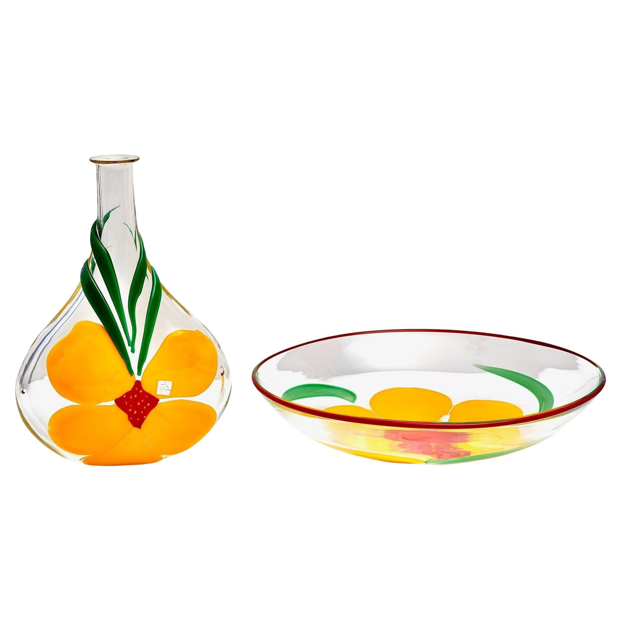 Berit Johansson para Pauly Jarrón y cuenco de Murano Diseño de capuchina en venta