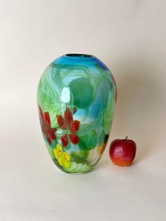 Berit Johansson Murano Glass Vase – Exquisite Star-Shaped Florals in Aquamarine