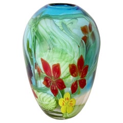 Berit Johansson Murano Glass Vase – Exquisite Star-Shaped Florals in Aquamarine