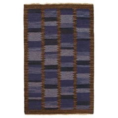 Berit Koenig "Viggen, Blå" Flat Weave by Svensk Hemslöjd Signed BK and SH