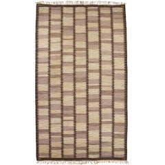 Berit Koenig "Viggen, Grå" Flat Weave by Svensk Hemslöjd Signed Bk Dated 1953