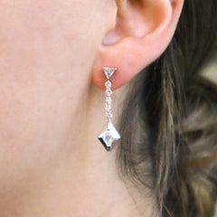 Berjani Handcrafted 18K White Gold Fancy Cut 1.55ct Diamond Earrings
