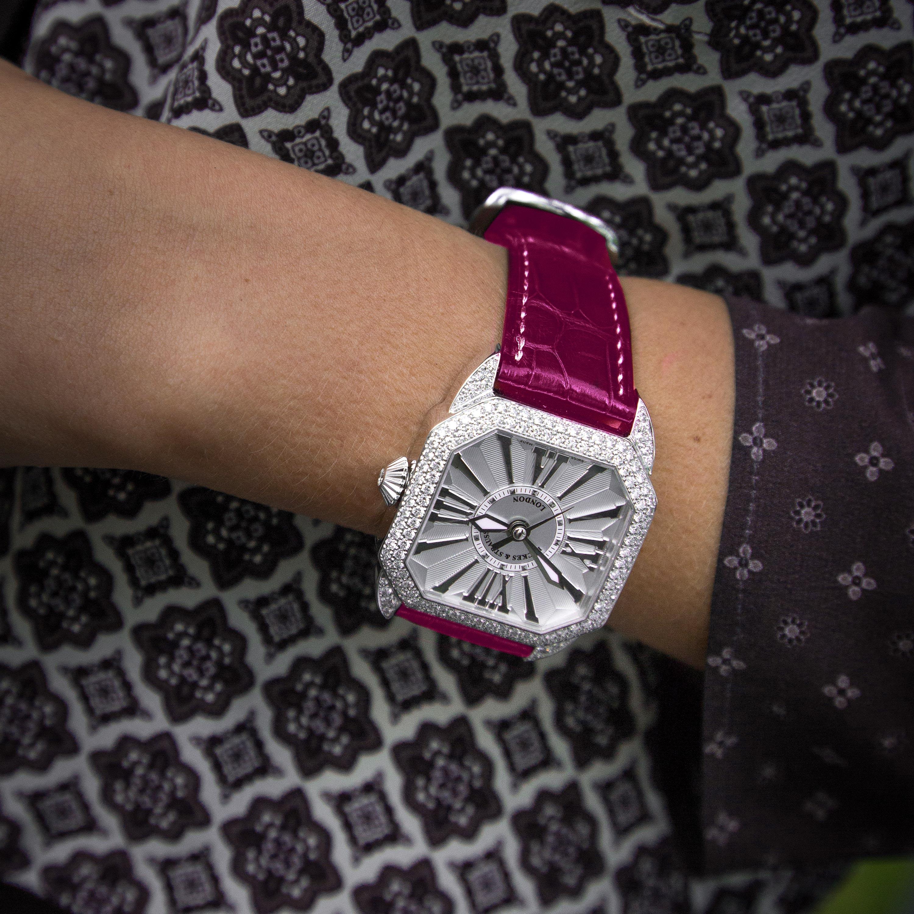 Berkeley 37 Luxury Diamond Watch for Women, White Gold, Backes & Strauss In New Condition For Sale In LONDON, GB