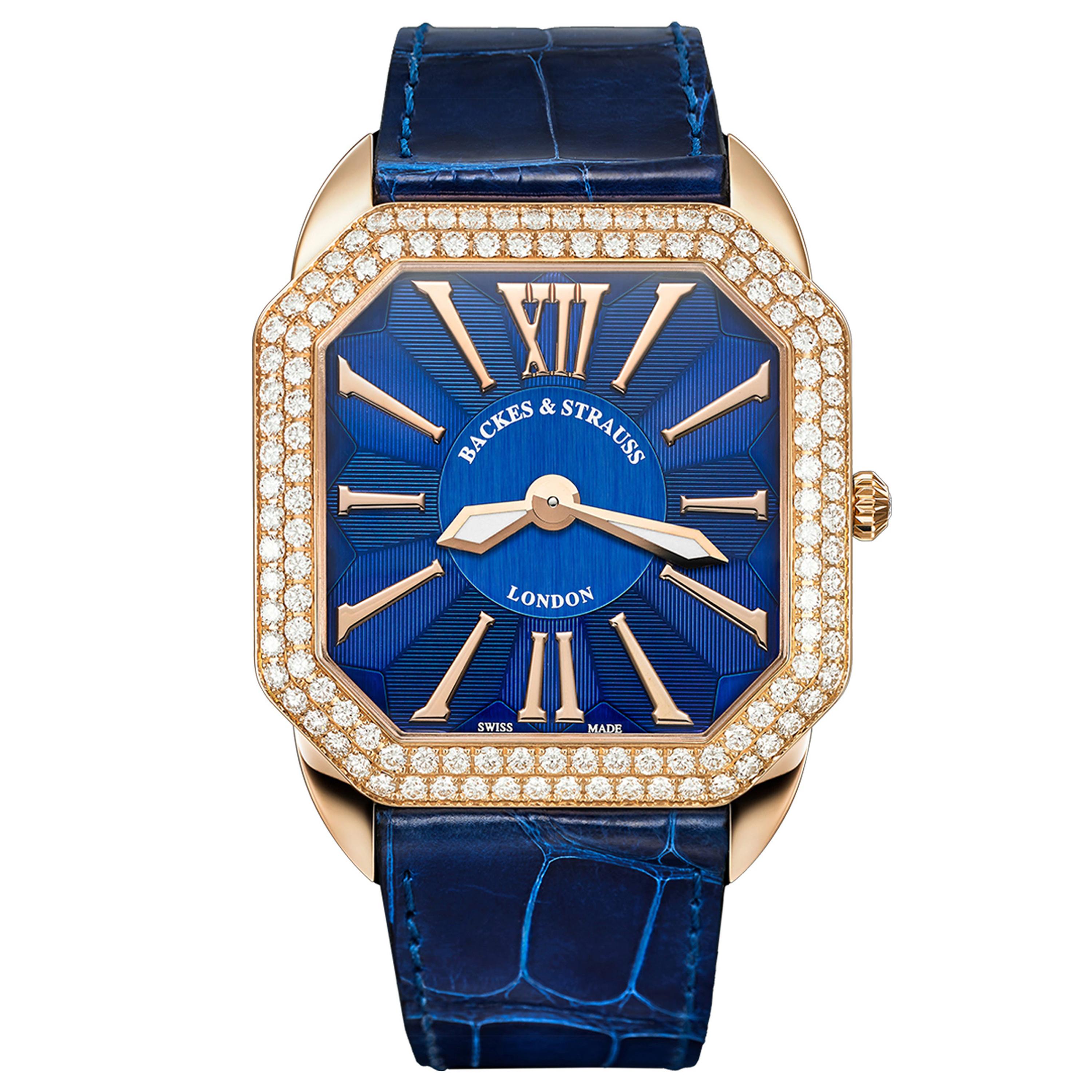 Berkeley Renaissance 43 Luxury Diamond Watch for Men, 18 Karat Rose Gold For Sale
