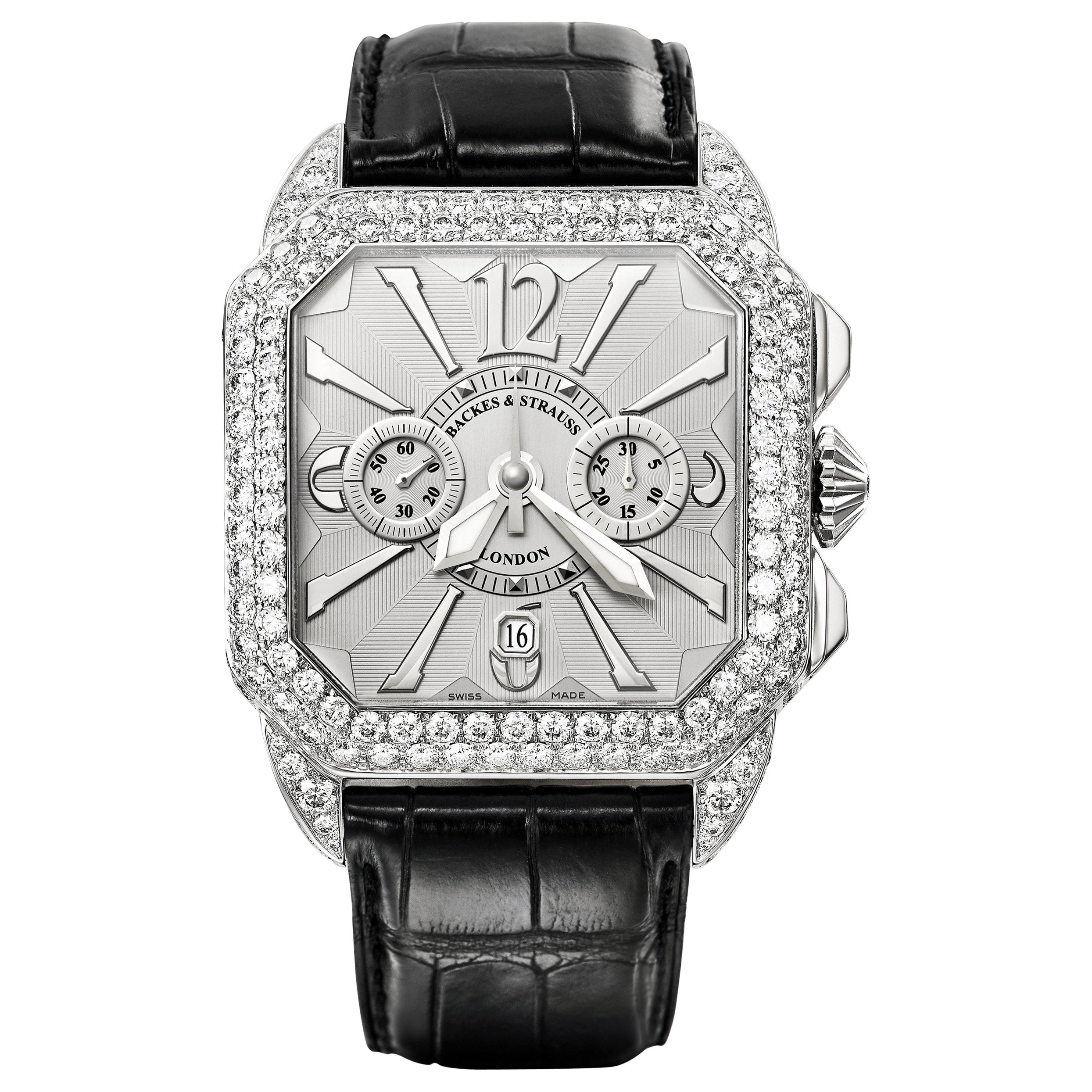 Berkeley Steel Chronograph 43 Luxury Diamond Watch for Men, Steel For Sale