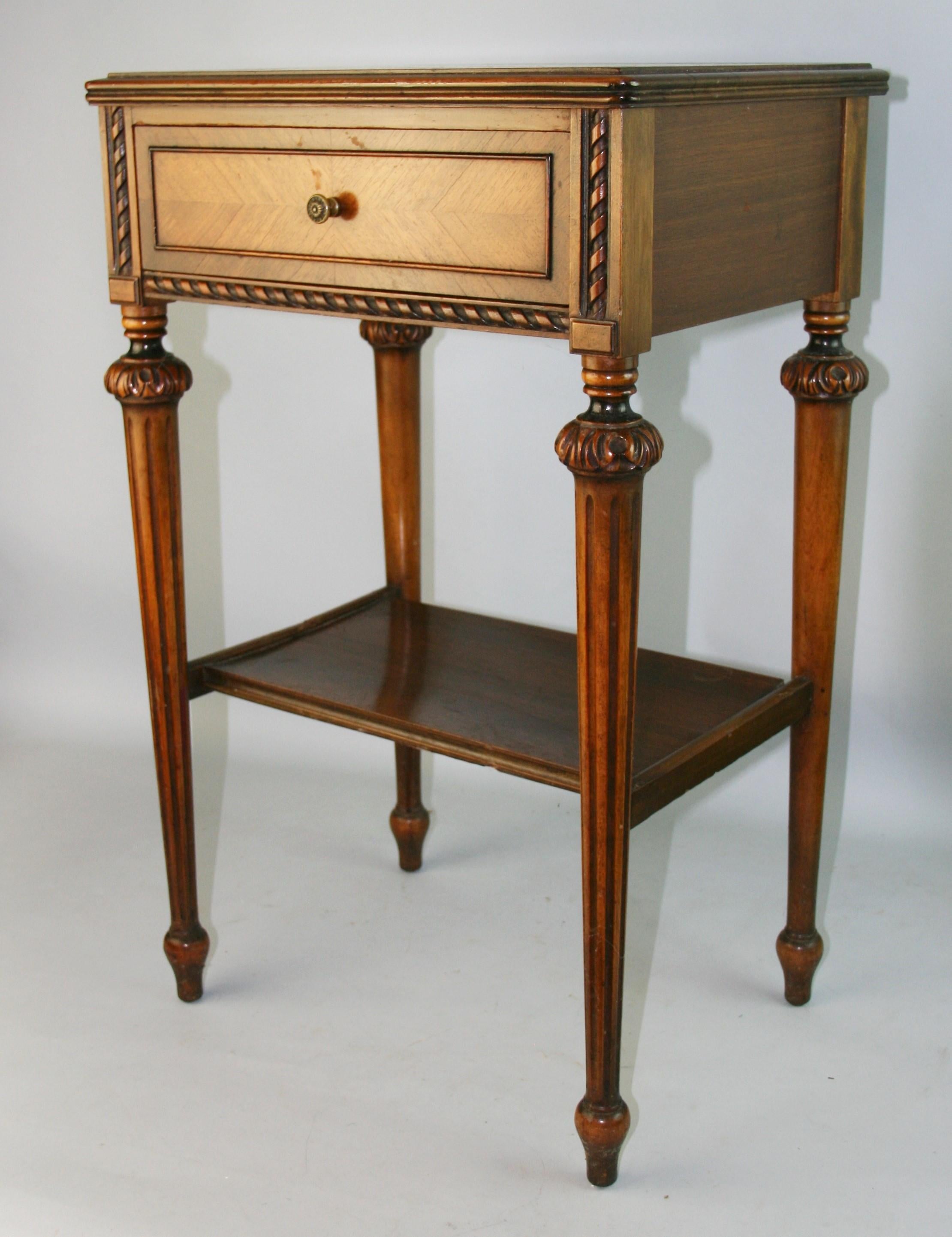 1469 Walnut night stand table with intricate detailing