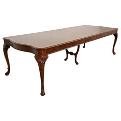 Berkey & Gay Antique Chippendale Burled Walnut Monumental Extension Dining Table