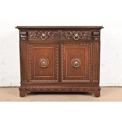 Berkey & Gay Antique English Tudor Walnut and Burl Bar Cabinet, Newly Refinished