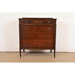 Berkey & Gay Antique French Regency Louis XVI Carved Mahogany and Walnut Dresser