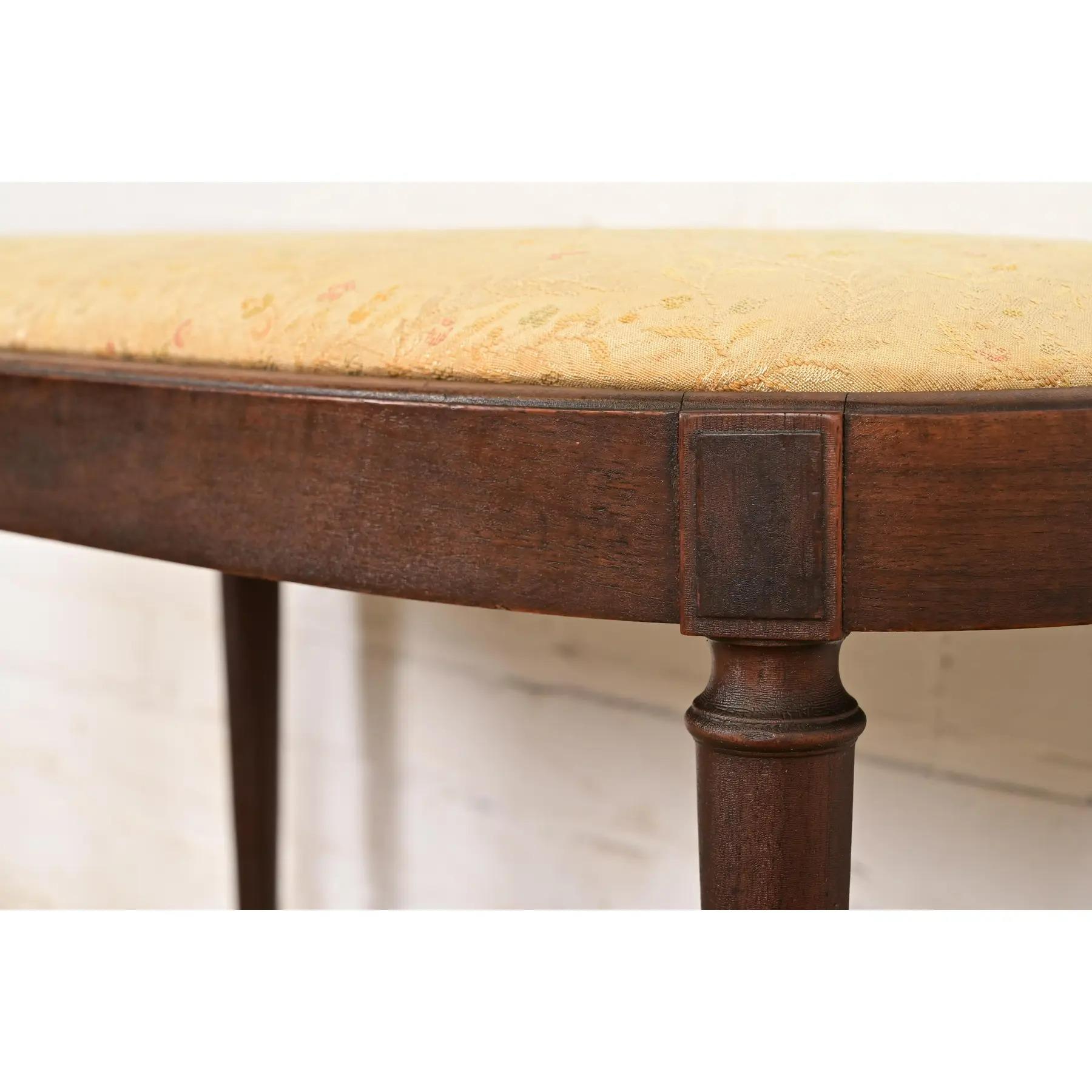 Berkey & Gay Antique French Regency Louis XVI Carved Walnut Vanity Stool For Sale 2