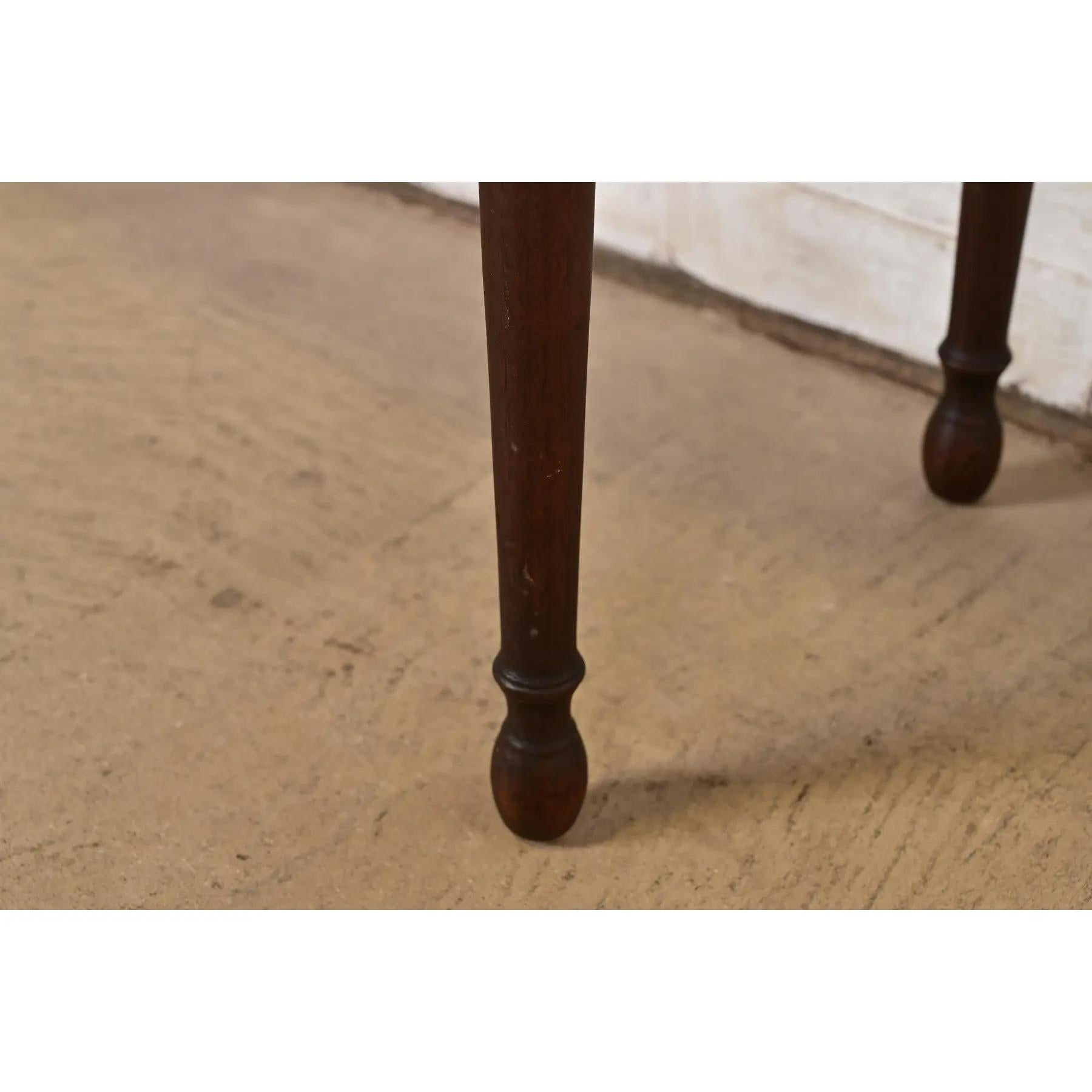 Berkey & Gay Antique French Regency Louis XVI Carved Walnut Vanity Stool For Sale 3