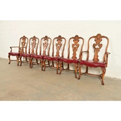 Berkey & Gay Antique Georgian Burled Walnut Dining Chairs, Set of Six