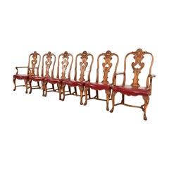 Berkey & Gay Antique Georgian Burled Walnut Dining Chairs, Set of Six