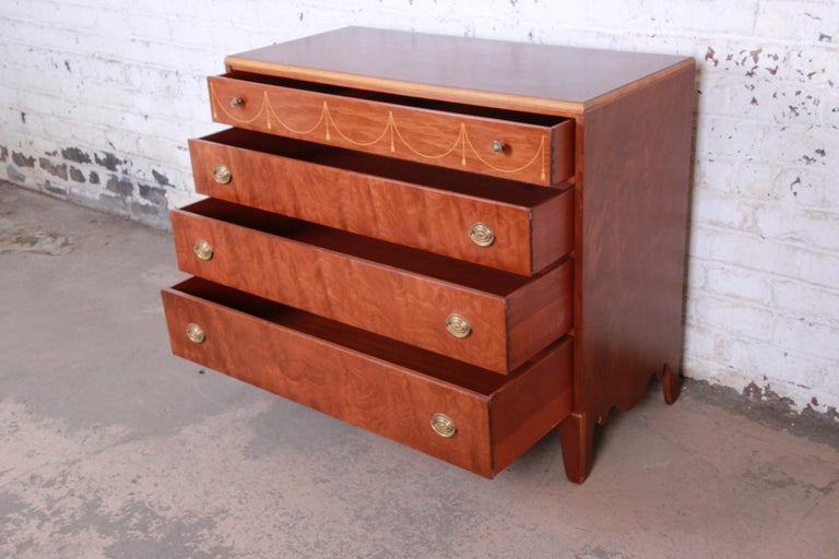 Berkey And Gay Antique Inlaid Mahogany French Dresser Circa 1930s