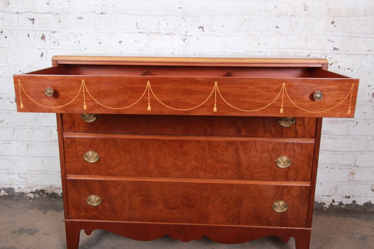 Berkey And Gay Antique Inlaid Mahogany French Dresser Circa 1930s