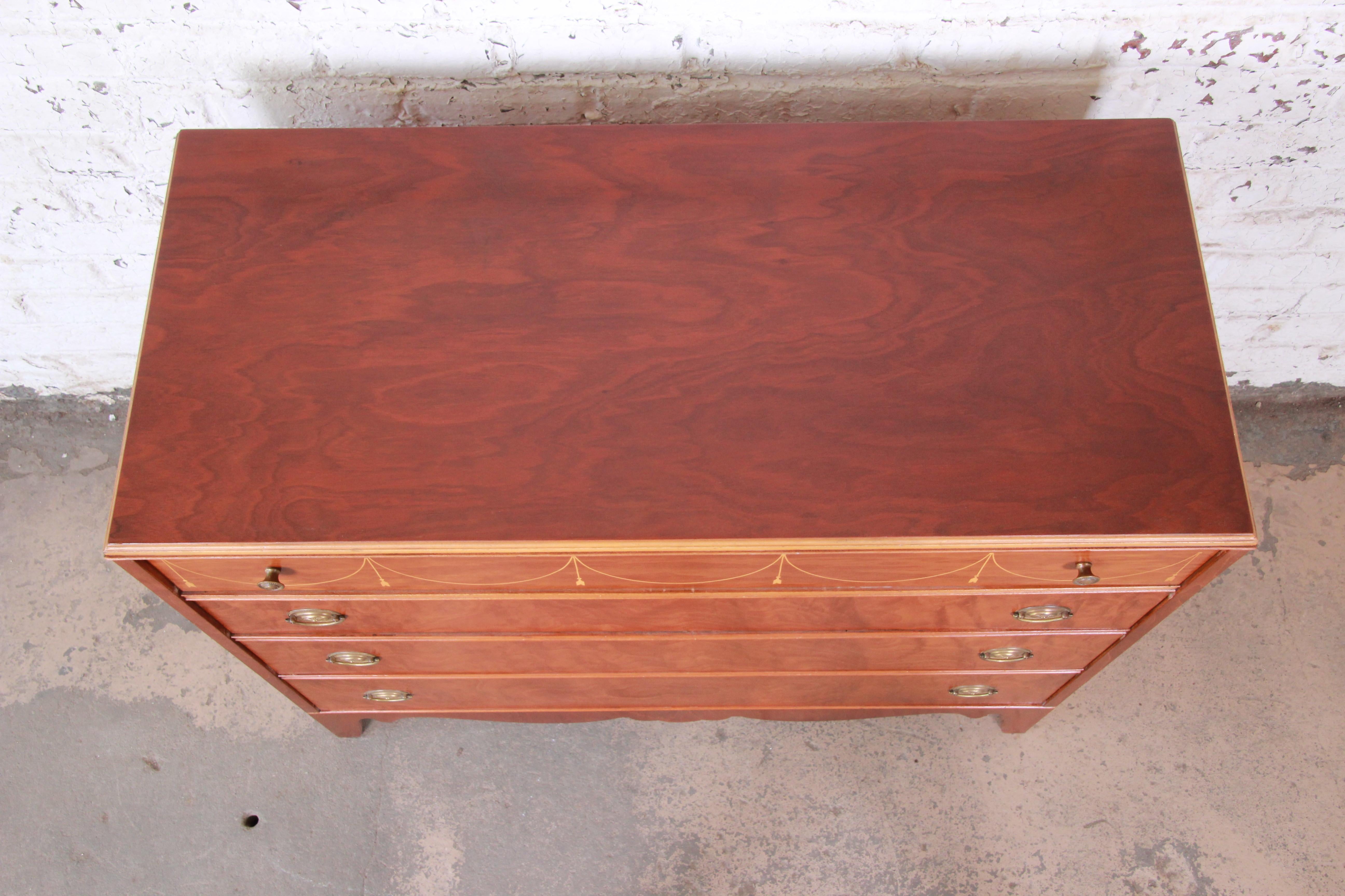 20th Century Berkey & Gay Antique Inlaid Mahogany French Dresser, circa 1930s