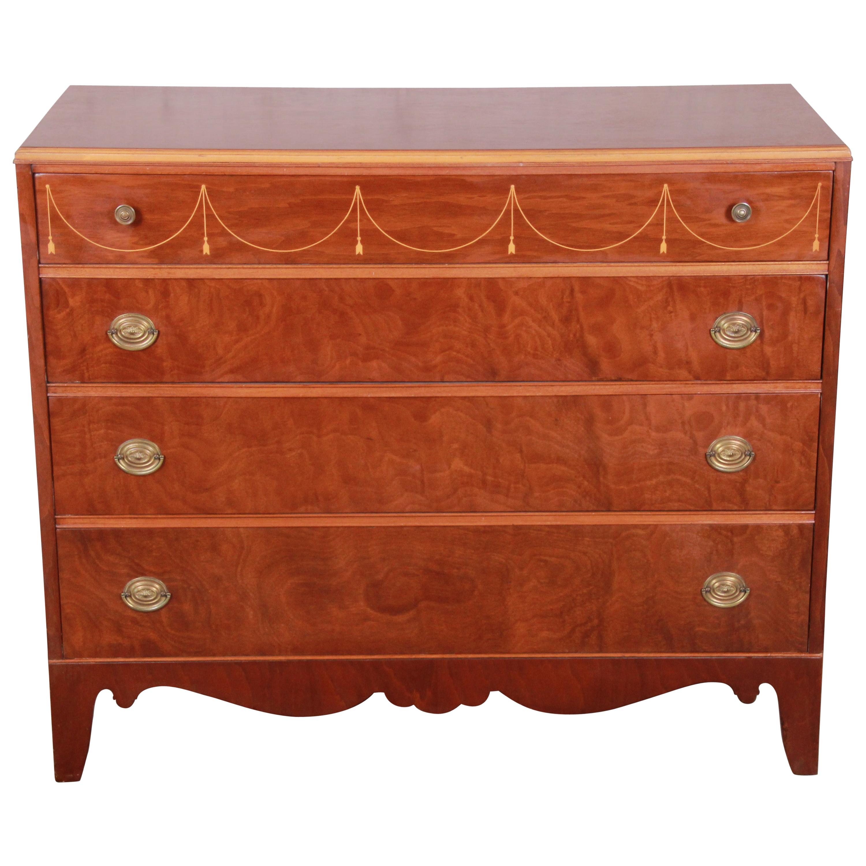 Berkey & Gay Antique Inlaid Mahogany French Dresser, circa 1930s