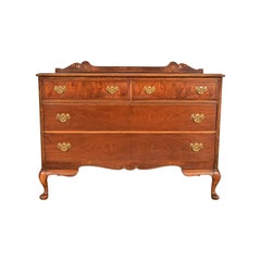 Berkey & Gay Antique Queen Anne Burled Walnut Four-Drawer Dresser, Circa 1920s