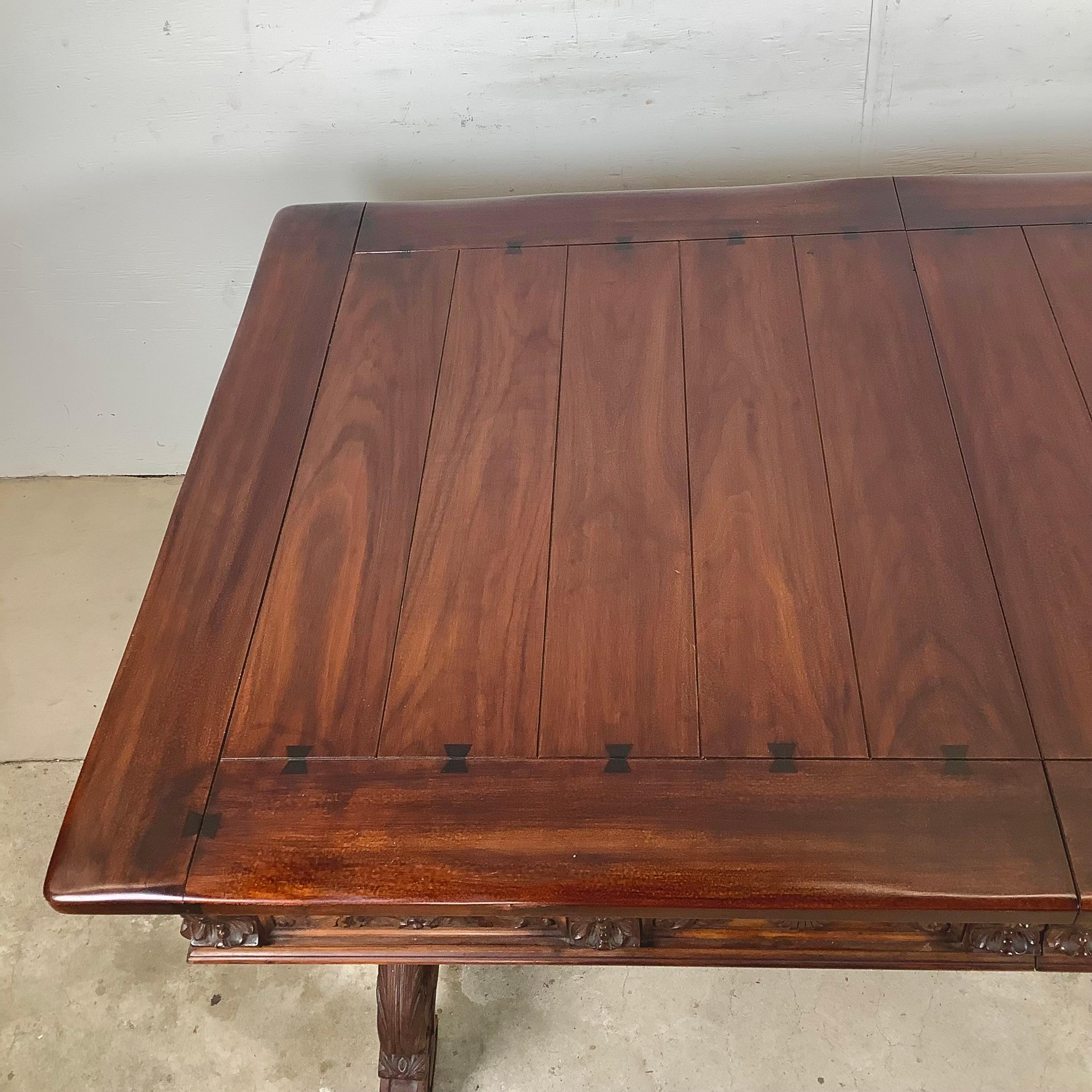 Berkey & Gay Spanish Revival Trestle Dining Table with Leaves For Sale 9