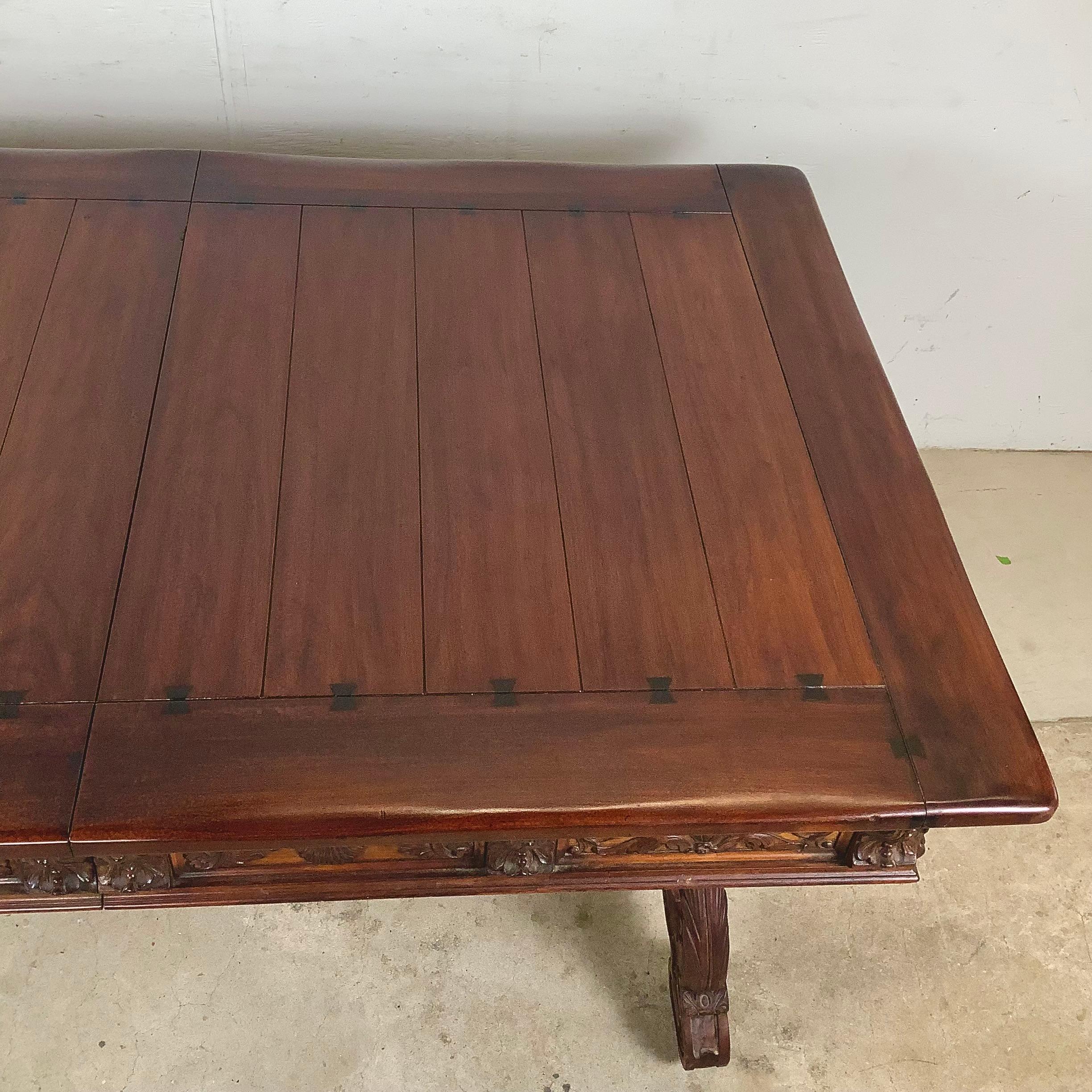 Berkey & Gay Spanish Revival Trestle Dining Table with Leaves For Sale 10