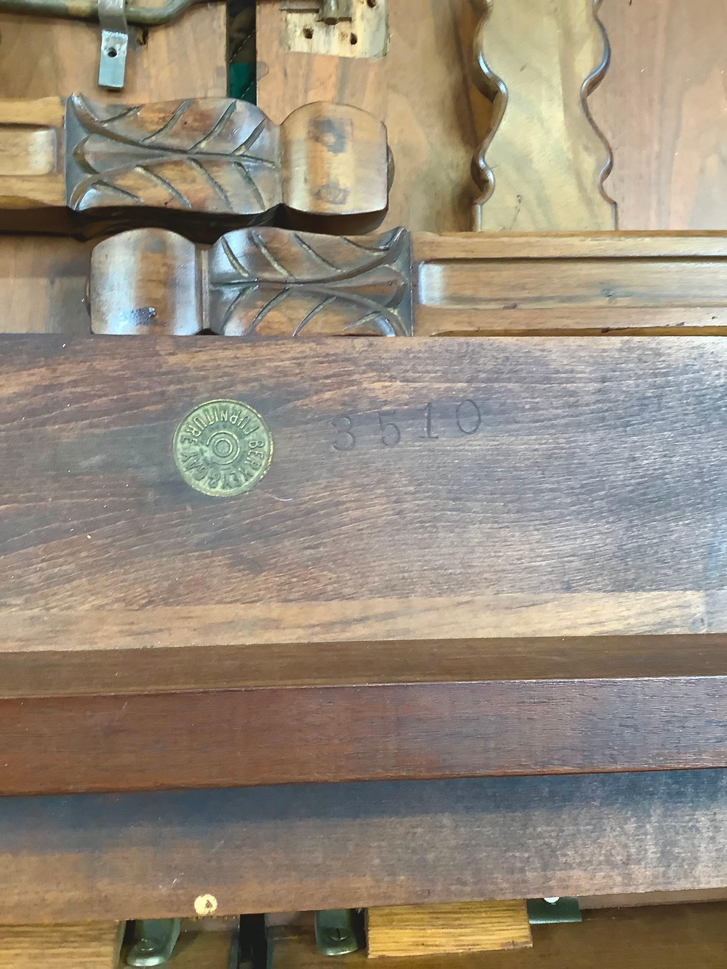 Renaissance Revival Berkey & Gay Spanish Revival Trestle Dining Table with Leaves For Sale