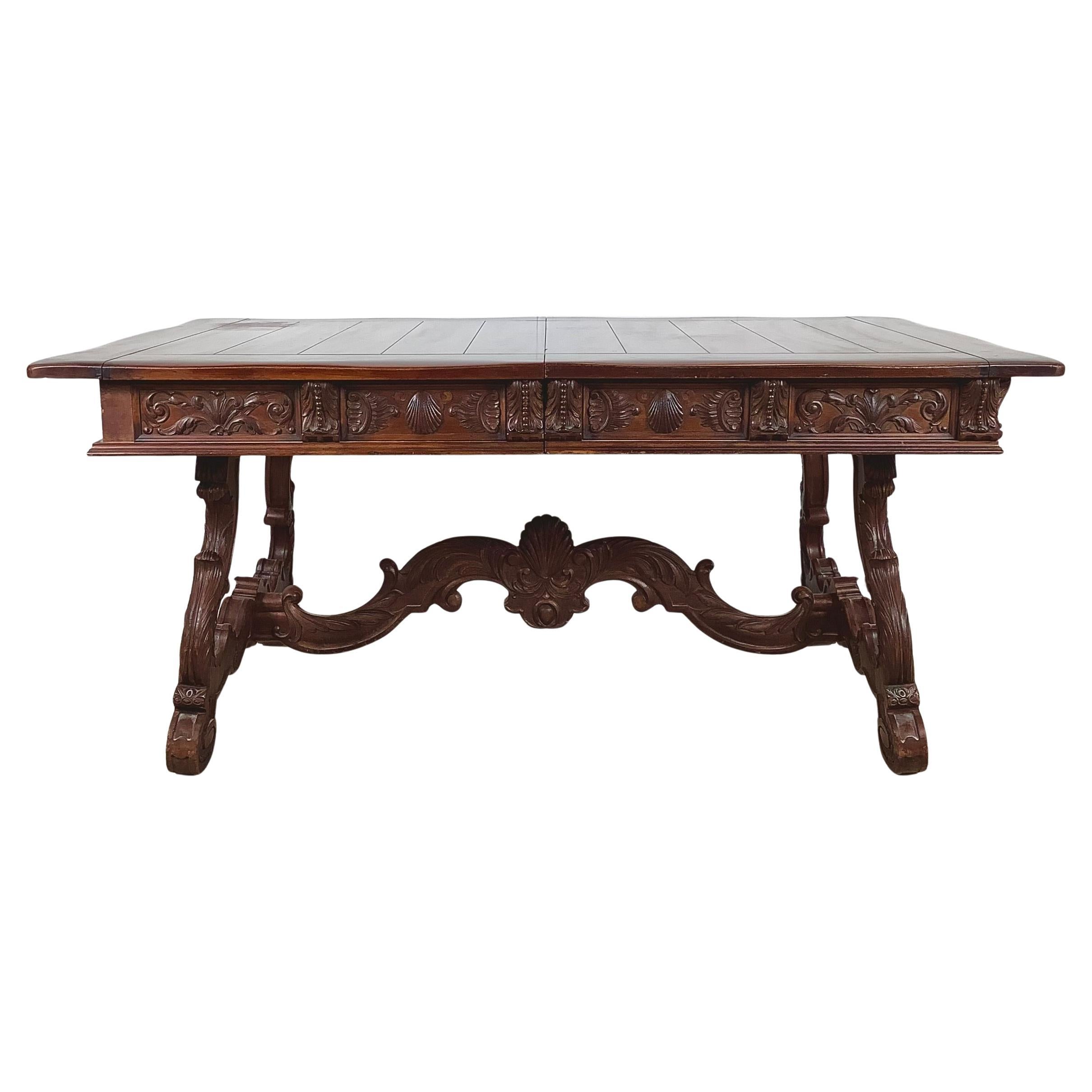 Berkey 
Gay Spanish Revival Trestle Dining Table with Leaves For Sale