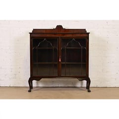 Berkey & Gay Style Antique Chippendale Mahogany Bookcase Cabinet, Circa 1920s