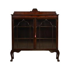 Berkey & Gay Style Antique Chippendale Mahogany Bookcase Cabinet, Circa 1920s
