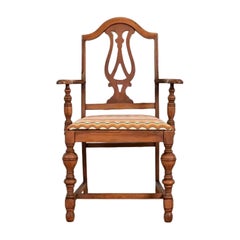 Berkey & Gay Style Antique English Jacobean Carved Walnut Armchair, Circa 1920s