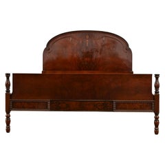 Berkey & Gay Style Antique French Regency Louis XVI Burled Walnut Full Size Bed