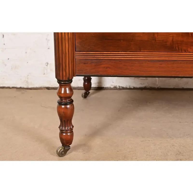 Berkey & Gay Style Antique French Regency Louis XVI Carved Burled Walnut Highboy en venta 5