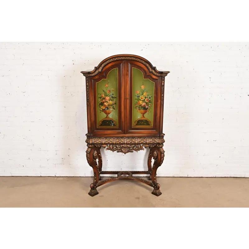 Giacobiano Antico mobile bar giacobino dipinto a mano in stile Berkey & Gay, circa anni '20 in vendita